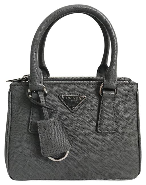 Prada Tote Lux Saffiano Micro Handbag Gray Leather Cross Body Bag