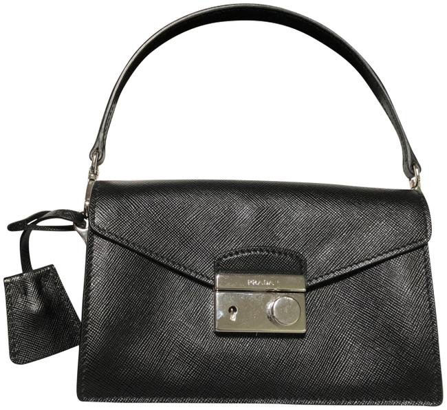 Prada Saffiano Mini Sound Black Leather Cross Body Bag