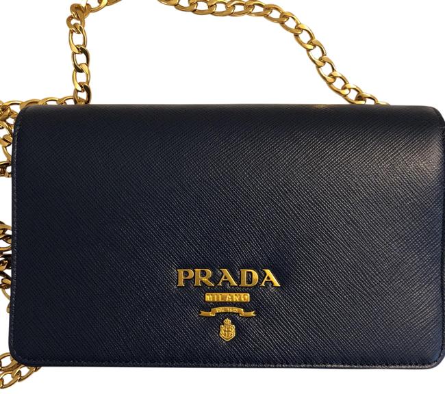 Prada Saffiano Navy Leather Cross Body Bag