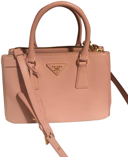 Prada Saffiano Small Tote Pink Leather Cross Body Bag