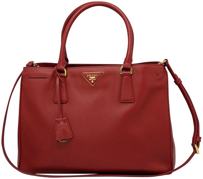 Prada Saffiano Tote Red Leather Cross Body Bag