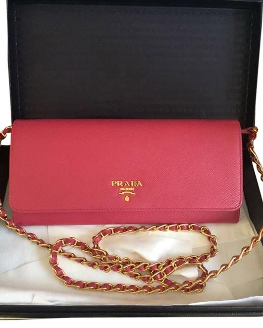 Prada Wallet on Chain Saffiano Peonia Cross Body Bag