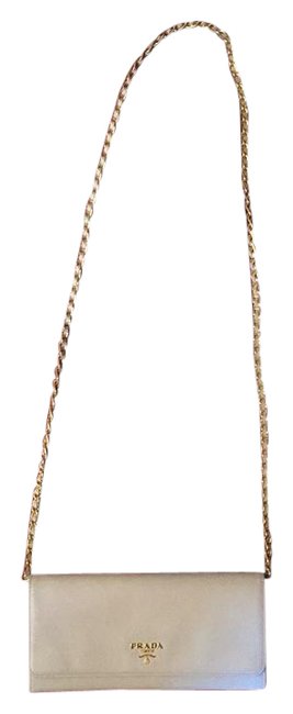 Prada Saffiano White Leather with Gold Hardware Cross Body Bag