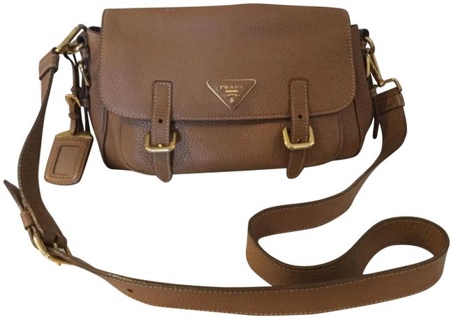 Prada Safiano Tan Leather Cross Body Bag