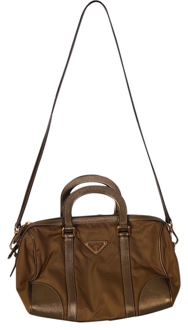 Prada Satchel WDetachable CrossbodyShoulder Strap Bronze Cross Body Bag