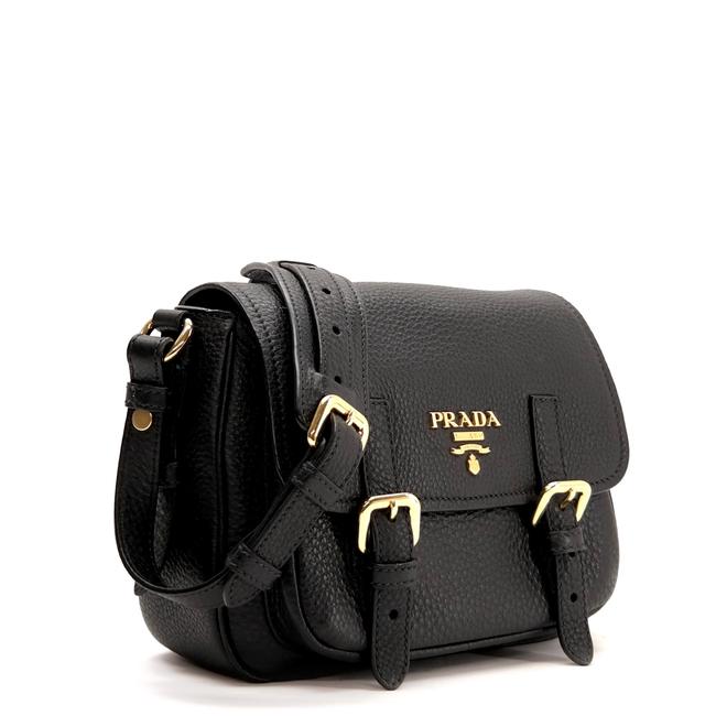 Prada Vitello Daino Shoulder Black Leather Cross Body Bag