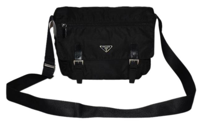 Prada Shoulder Black Tessuro  Leather Cross Body Bag