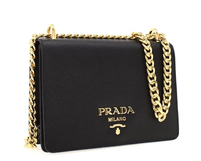 Prada Shoulder Chain Black Saffiano Leather Cross Body Bag