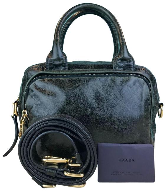 Prada Shoulder Dark Way Satchel Purse Sale Green Leather Cross Body Bag