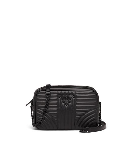 Prada Shoulder Diagramme Quilted Camera Black Leather Cross Body Bag