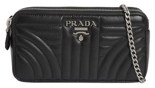 Prada Shoulder Diagramme Quilted Leather Black Cross Body Bag