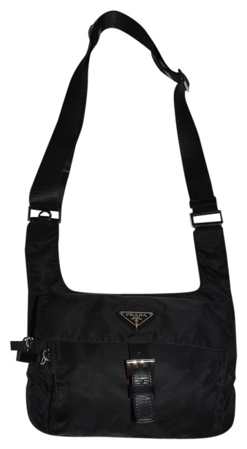 Prada Shoulder Dust Black Tessuto  Leather Cross Body Bag