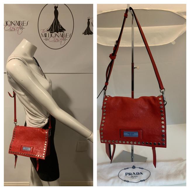Prada Shoulder Etiquette 31019 Red Leather Cross Body Bag