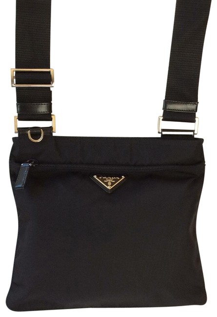 Prada Shoulder Flat Black Nylon Cross Body Bag
