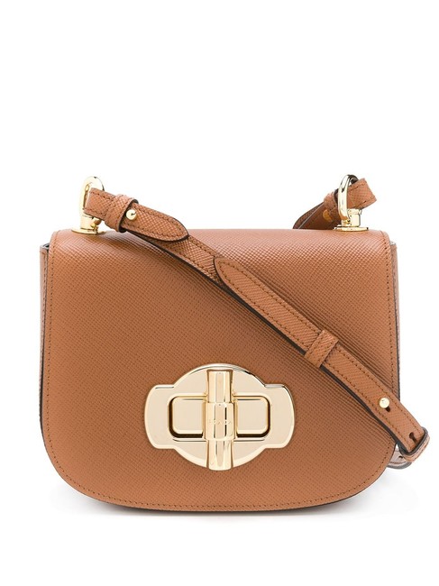 Prada Shoulder Gr Brown Leather Cross Body Bag
