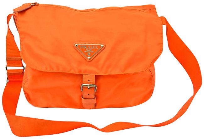 Prada Shoulder  Orange  Saffiano Leather Cross Body Bag