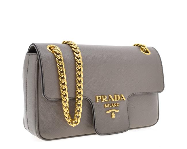 Prada Shoulder Pattina Grey Leather Cross Body Bag