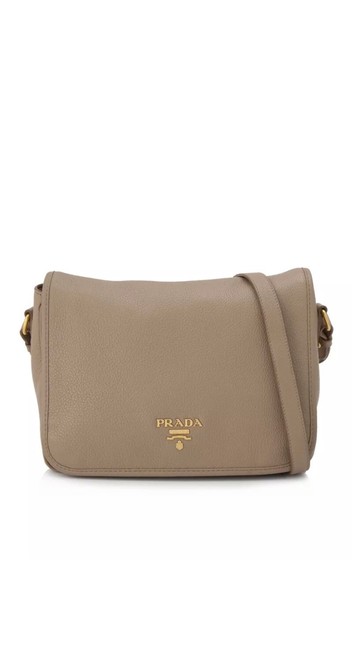 Prada Phenix Vitello Beige Calfskin Leather Cross Body Bag