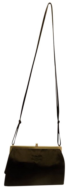 Prada Clutch Shoulder Purse Black Satin Cross Body Bag