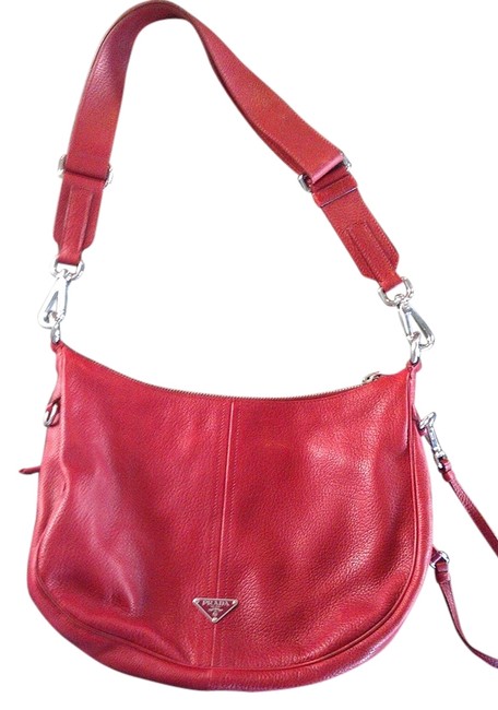 Prada Shoulder Red Leather Cross Body Bag