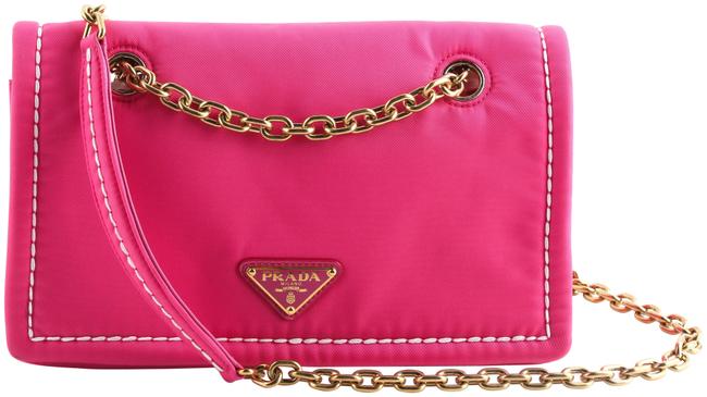 Prada Shoulder Tessuto Chain Pink Nylon Cross Body Bag