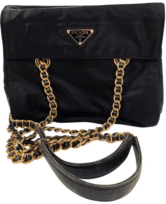 Prada Shoulder Vintage Black Nylon and Leather Cross Body Bag