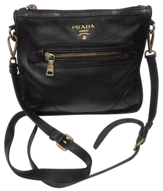 Prada ShoulderCrossbody Black Leather Cross Body Bag