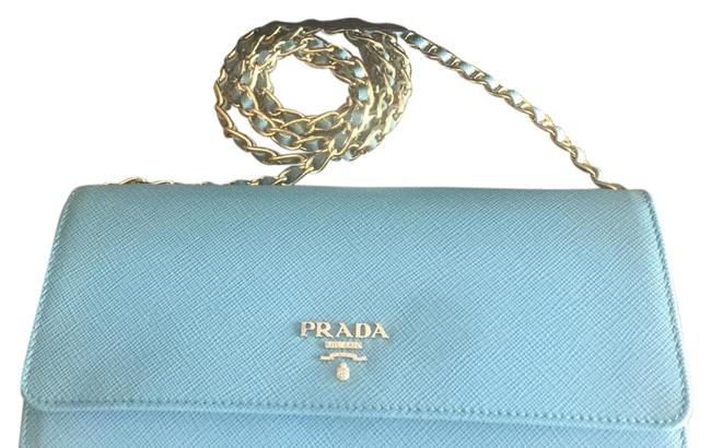 Prada Sky Blue Saffiano Leather Cross Body Bag
