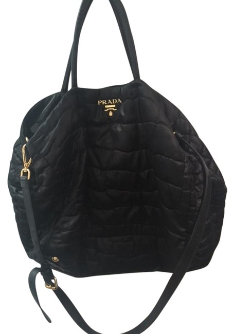 Prada Slouch Handle And Black Nylon Cross Body Bag