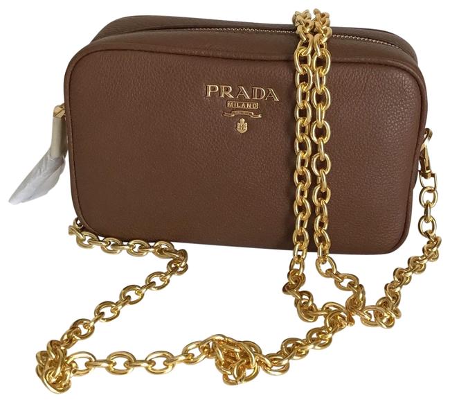Prada Small Brown Leather Cross Body Bag