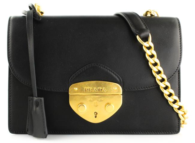 Prada Small Chain Black Leather Cross Body Bag