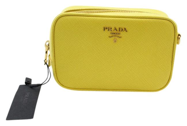 Prada Small Yellow Soleil Saffiano Leather Cross Body Bag