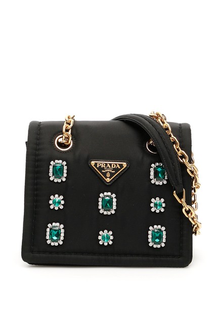 Prada Sn Nylon BlackGreen PolyesterLeather Cross Body Bag