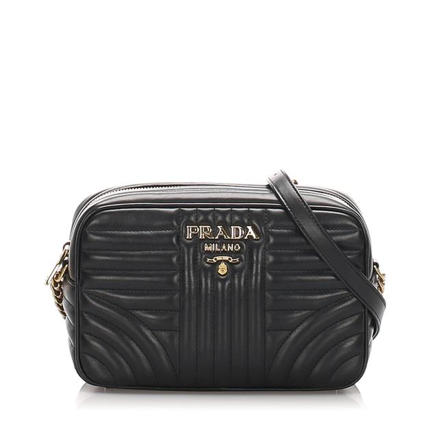 Prada Soft Calf Diagramme Black Leather Cross Body Bag