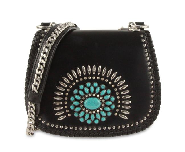 Prada Stone Embellished Black Leather Cross Body Bag
