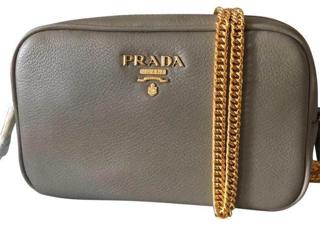 Prada Taupe Leather Cross Body Bag
