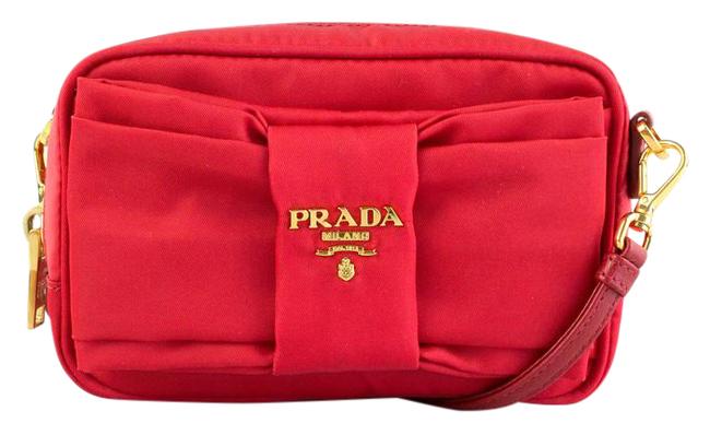Prada Tessuto Bow Rosso Nylon Cross Body Bag