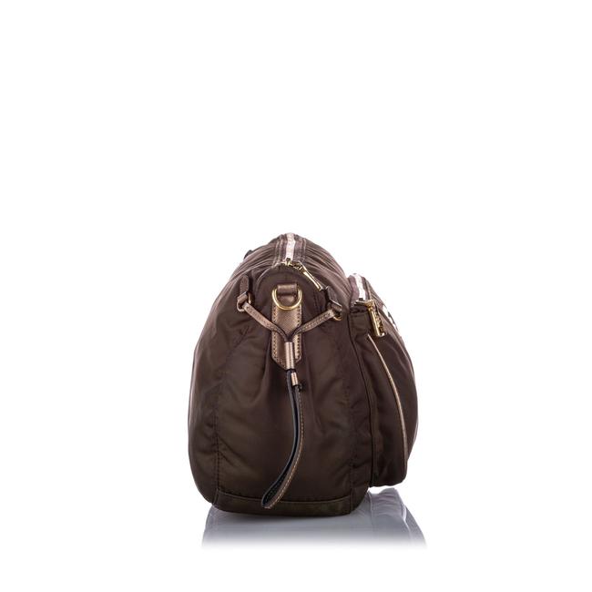 Prada Tessuto Brown Leather Cross Body Bag