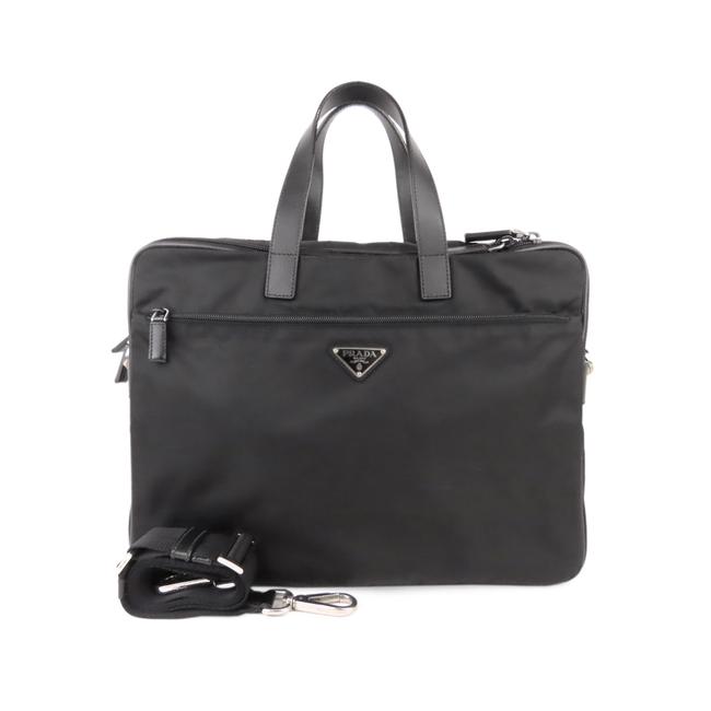 Prada Tessuto Business Black Leather Cross Body Bag