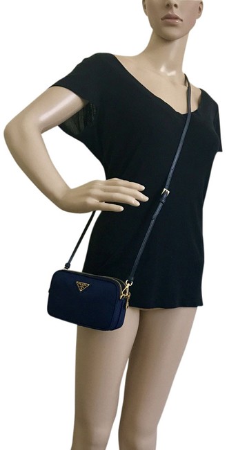 Prada Clutch Tessuto Navy Blue Nylon Cross Body Bag