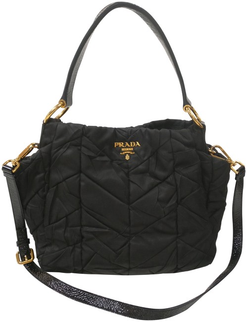 Prada Tessuto Dual Side Pocket Black Nylon Cross Body Bag