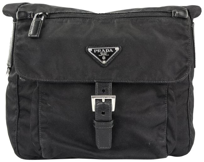 Prada Tessuto Flap Black Canvas Cross Body Bag