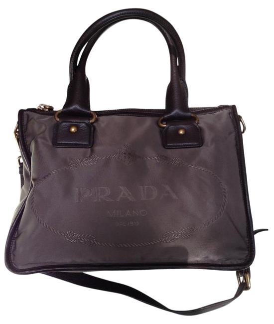 Prada Tessuto GreyGreen and Brown Nylon Cross Body Bag