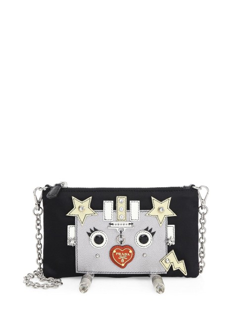 Prada Tessuto Logo Robot Black Nylon Cross Body Bag