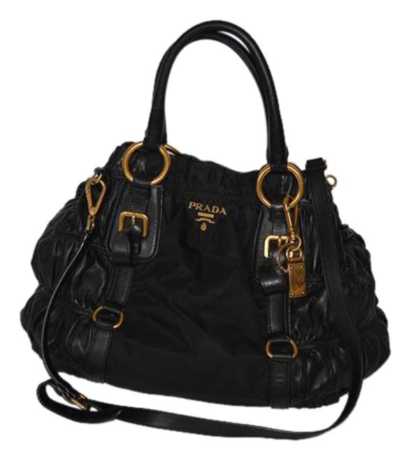 Prada Tessuto Nappa Black Leather Cross Body Bag