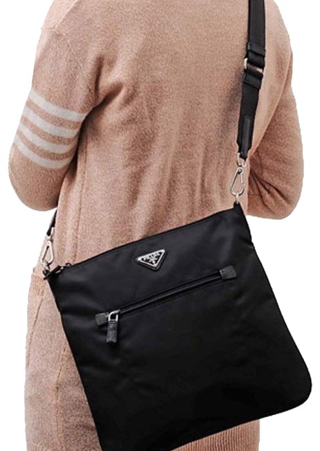 Prada Tessuto Nylon 1bh715 Black Cross Body Bag
