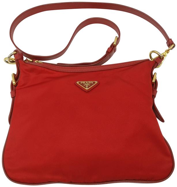 Prada Tessuto Nylon Red Canvas Cross Body Bag