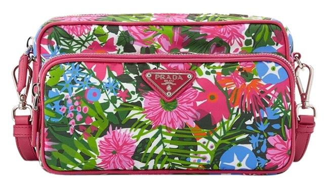 Prada Tessuto Pink Floral Cross Body Bag