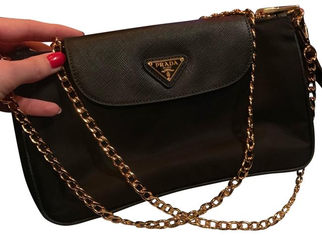 Prada Tessuto Saffian Nero Black Cross Body Bag