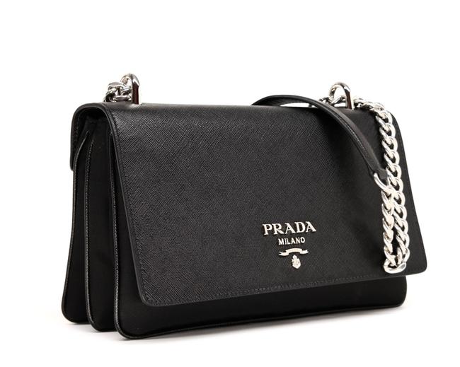 Prada Shoulder Tessuto Saffiano Black Leather Cross Body Bag